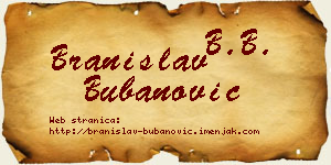 Branislav Bubanović vizit kartica